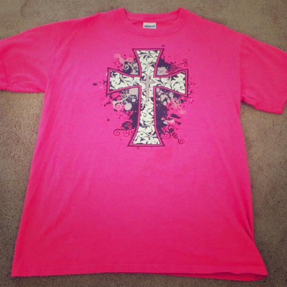 Pink cross tee NWOT