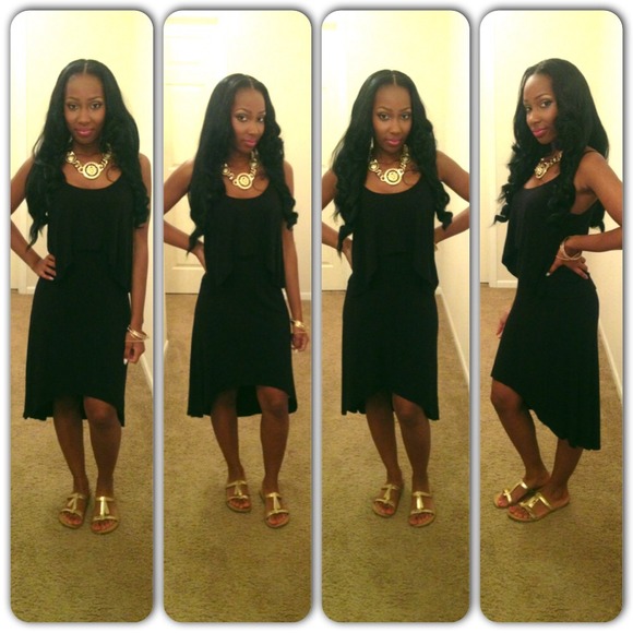 Black Ruffled High Low Dress