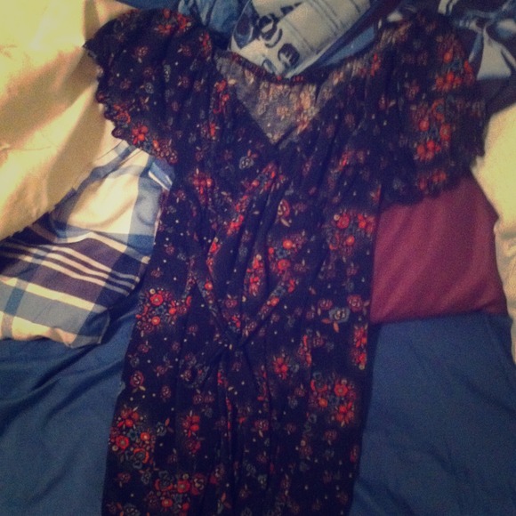 Blue floral printed dress