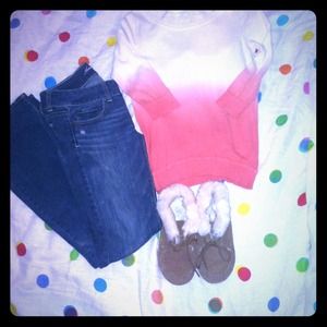 Ombre half sleeve  sweater