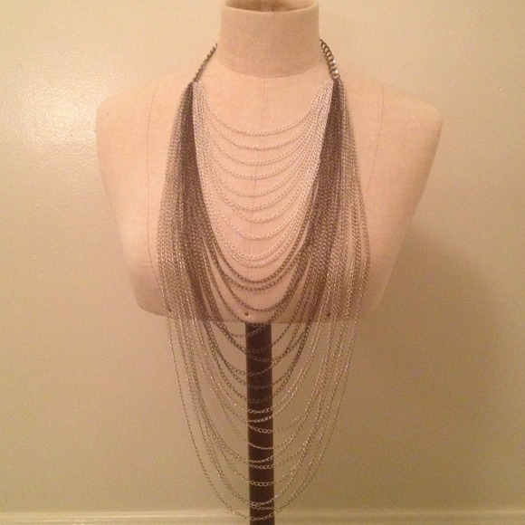 3 shades metal chain, long, unique necklace. - Picture 3 of 4