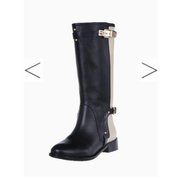 SOLD Contrast Black & White High Boots - Picture 1 of 4