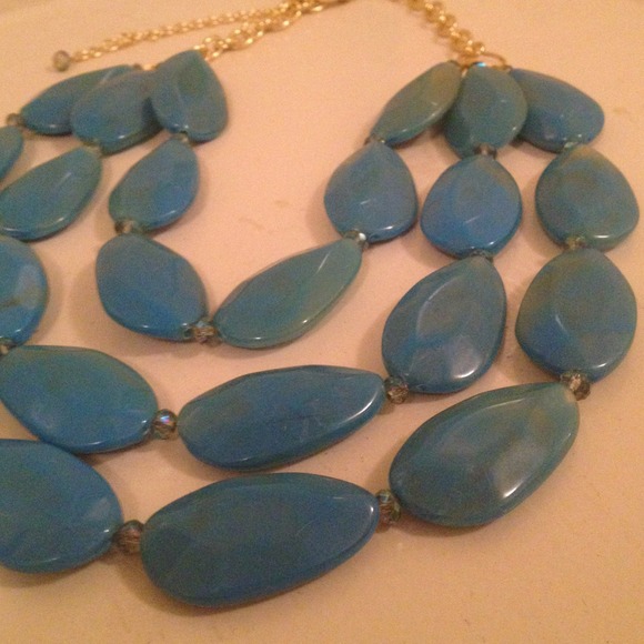 Big, bold, blue bead necklace!