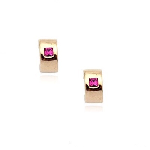 Purple Square Gold Plated Earrings AustrianCrystal