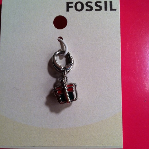 Fossil Red & Green Present/Gift Charm