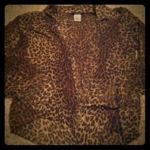 Light leopard print button up