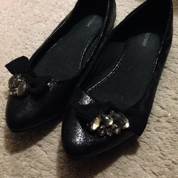 Embellished Black Flats