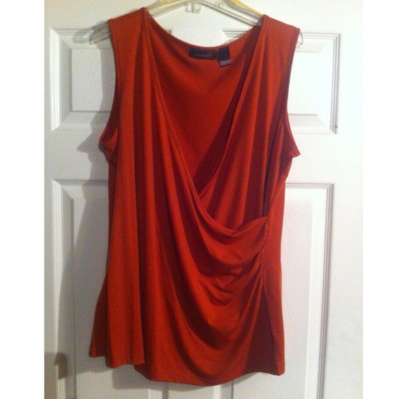 Ashley Stewart Burnt Orange V Neck Tank Top