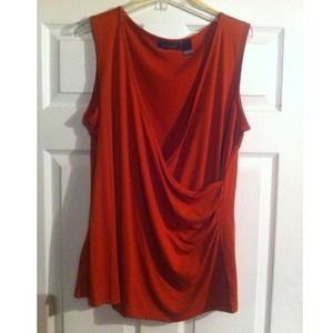 Ashley Stewart Burnt Orange V Neck Tank Top