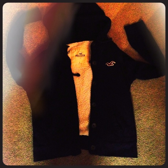 Hollister navy button up hoodie