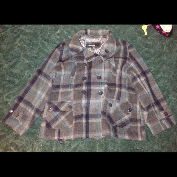 Fritz Wright Plus Size Plaid Peacoat Size 3X NWOT - Picture 1 of 2