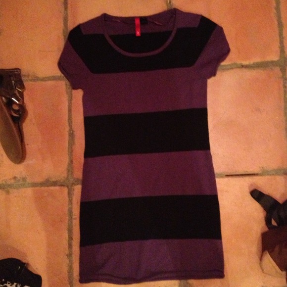 Purple & black sweater dress