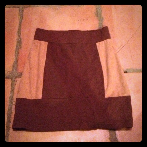 High waisted brown skirt