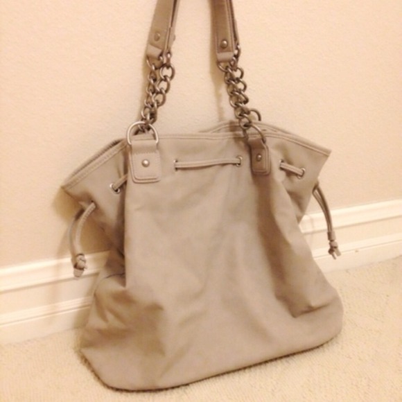 Express large grey/bone hobo bag with chains - Picture 1 of 4