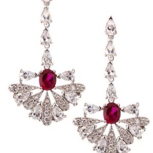 Hanging Lotus Cubic Zirconia Drop Earrings! NWOT!
