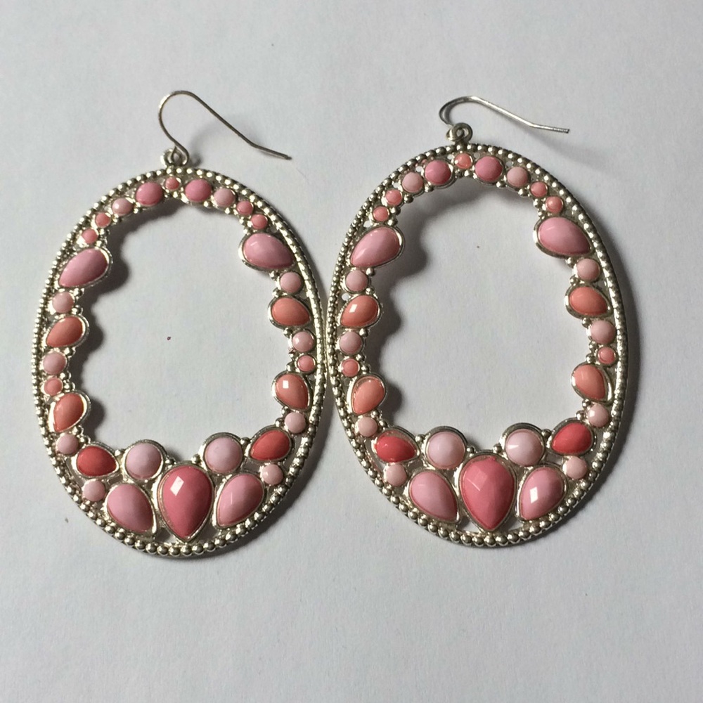 New earrings. Silver with different colors of pink