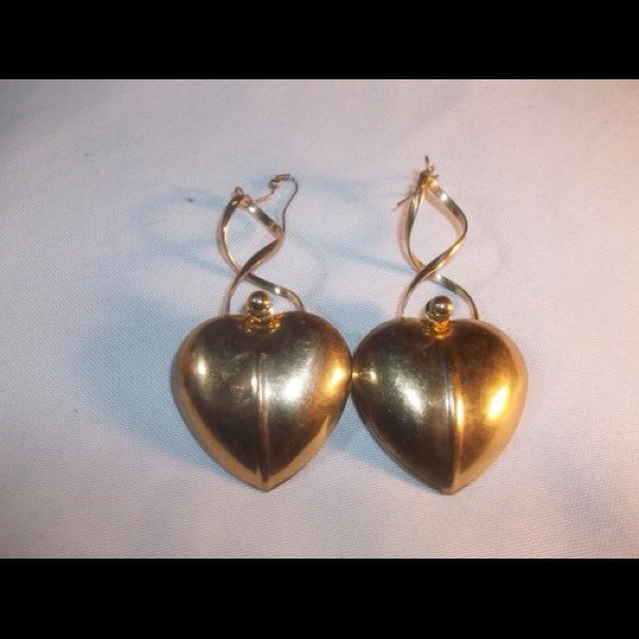Vintage Gold Heart Earrings