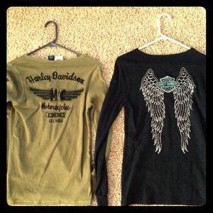 2 women's Harley Davidson long sleeve shirts. Lg.