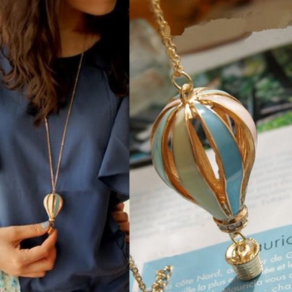 Hot Air-Balloon Pendant Long Necklace
