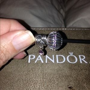 Two purple Pandora charms.