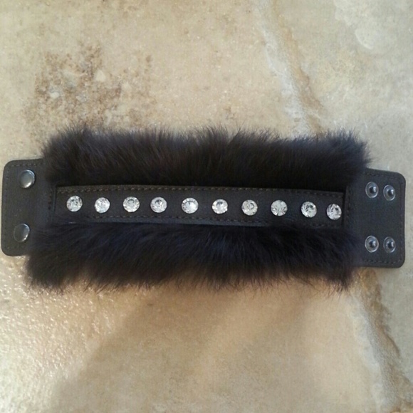 Fur & Rhinestone bracelet