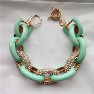 Jewelry - Mint/Pave Link Bracelet Jewelry - Mint/Pave Link Bracelet