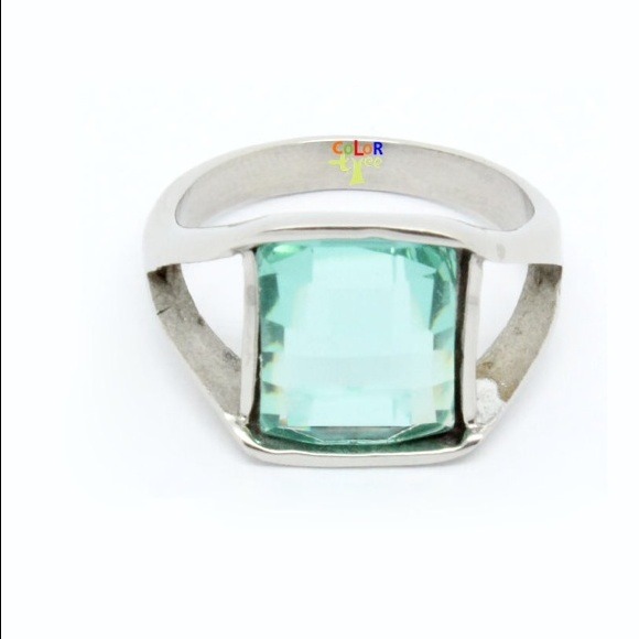 Aqua blue crystal ring with Swarovski elements
