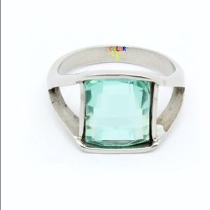 Aqua blue crystal ring with Swarovski elements