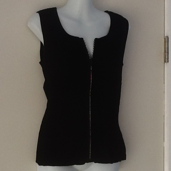 Black top with rhinestone zipper