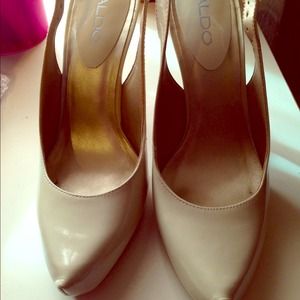 Aldo beige back strap pumps