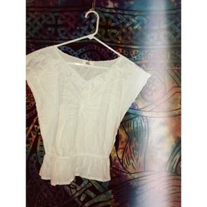 UO White Lace Bubble Shirt