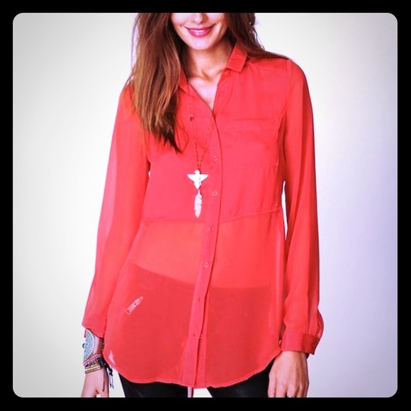 Free People tunic in "Grenadine" red size Small