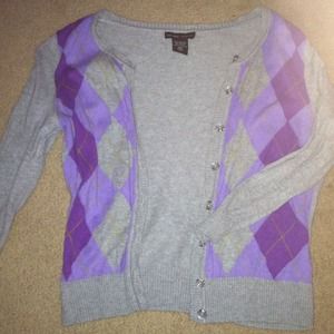 Three quarter length argyle cardigan