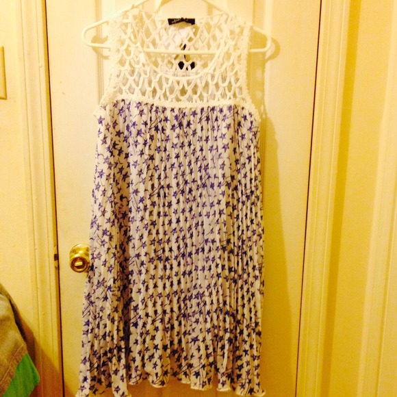 **SALE** Blue and White, Lace Trimmed Dress