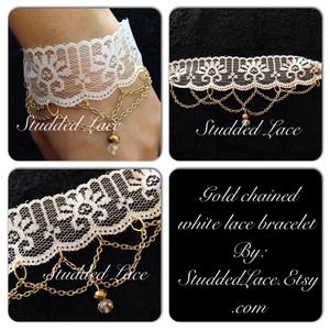 White lace gold chain bracelet