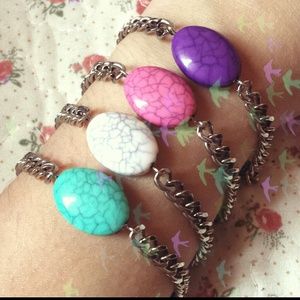 ONE pastel stone HQ silver chain bracelet