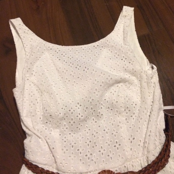 White eyelet laced ruffle mini semi formal dress - Picture 2 of 4