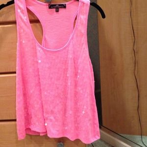 Hot pink racer back crop top