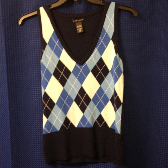 Blue Plaid/Argyle Sweater Vest Medium