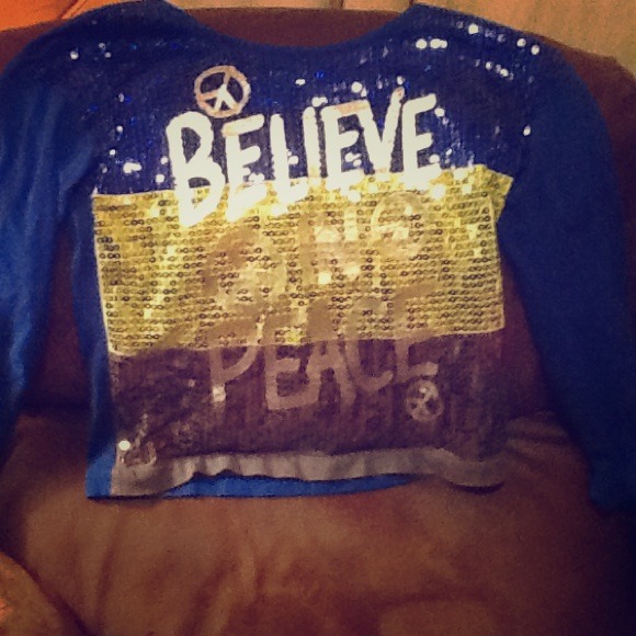 Sequined blue grey green shirt