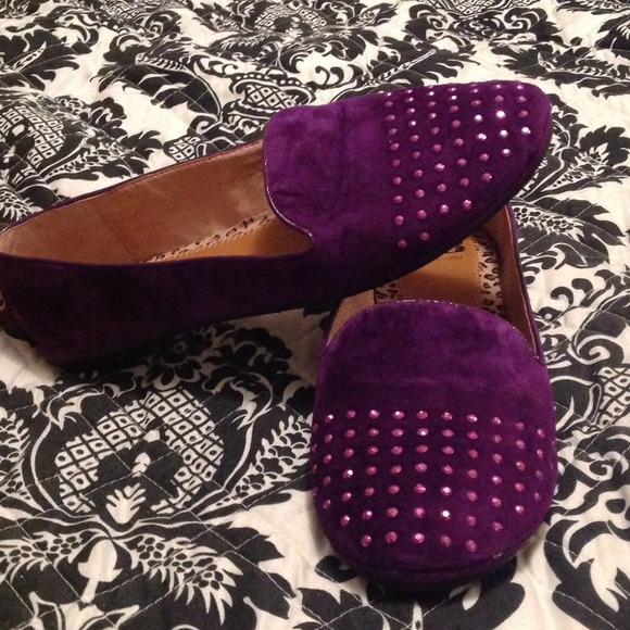 SOLD!!! Purple suede flats with studded toe tips