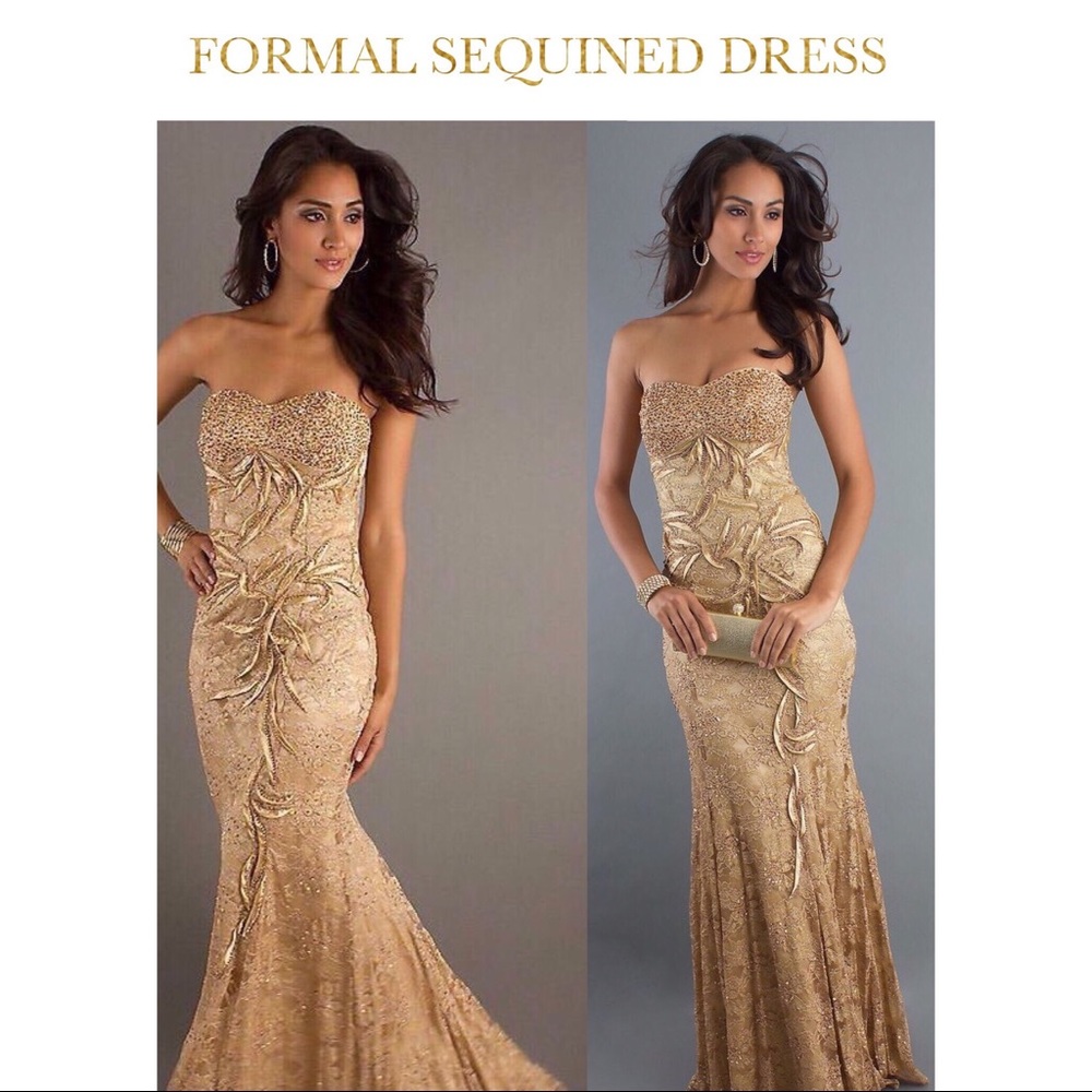 ✨Reduced✨ 🎉HOST PICK🎉 Gold Sequined Formal Dress