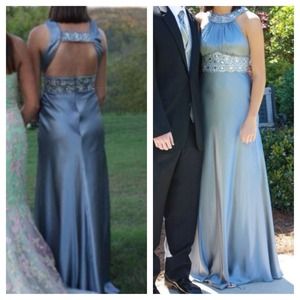 Silver prom dress.