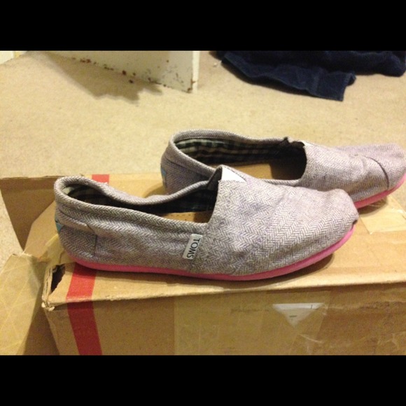 Toms pink pop herringbone