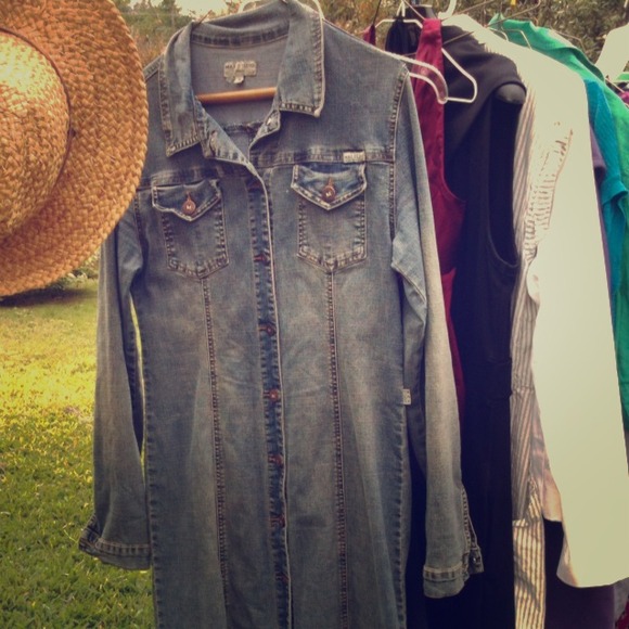 Denim maxi shirt dress