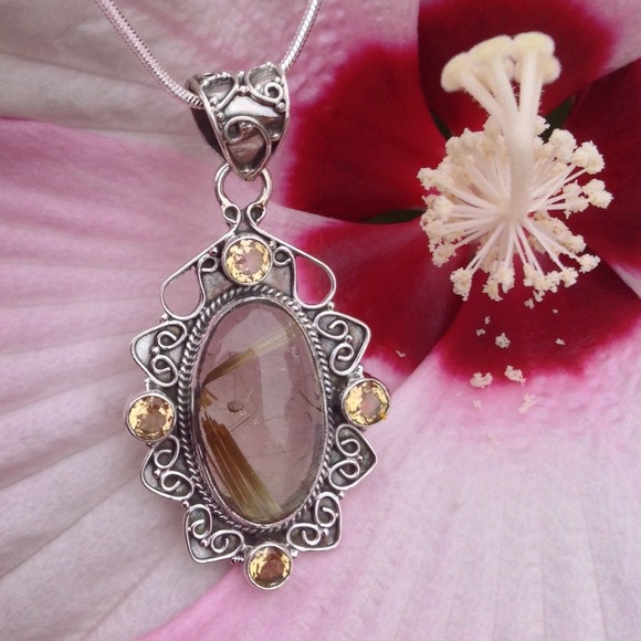 🎉HOST PICK🎉925Slv Golden Rutile&Citrine Necklace - Picture 3 of 4