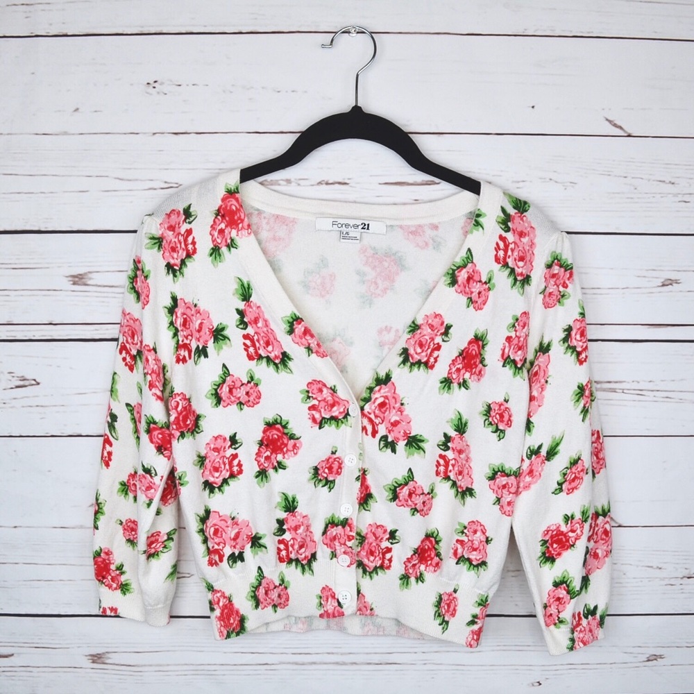 Floral Crop Cardigan
