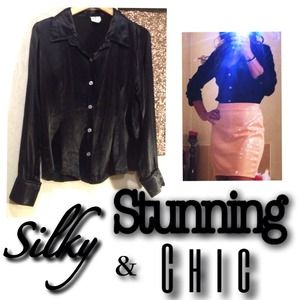 Satin Black Blouse 📷 pics inside!