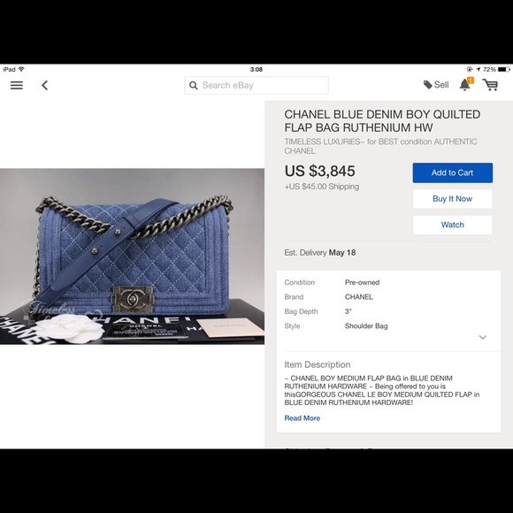 **SOLD**🎉10/1 HP🎉Ltd CHANEL le boy bag - Picture 4 of 4