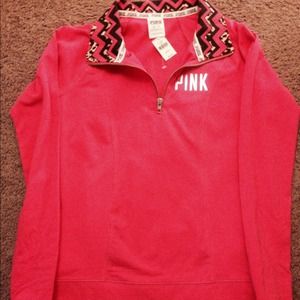 NWT Victorias Secret Pink leopard half zip